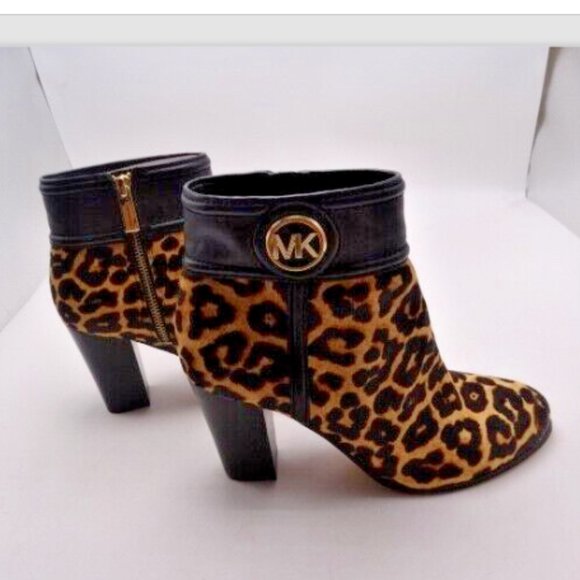 Michael Kors Leopard Calf Hair Ankle Booties Size 8 Pre Owned - Picture 3 of 5